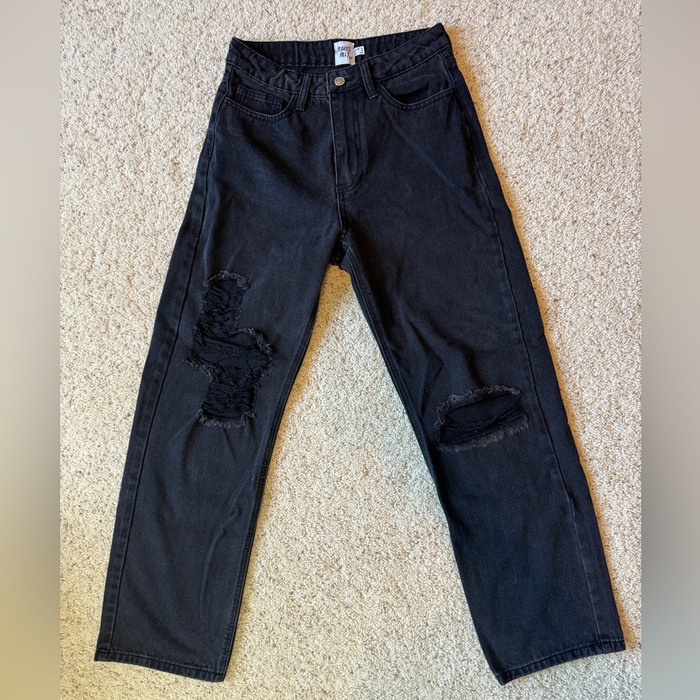 PRINCESS POLLY BLACK RIPPED DENIM JEANS (size 2)🖤